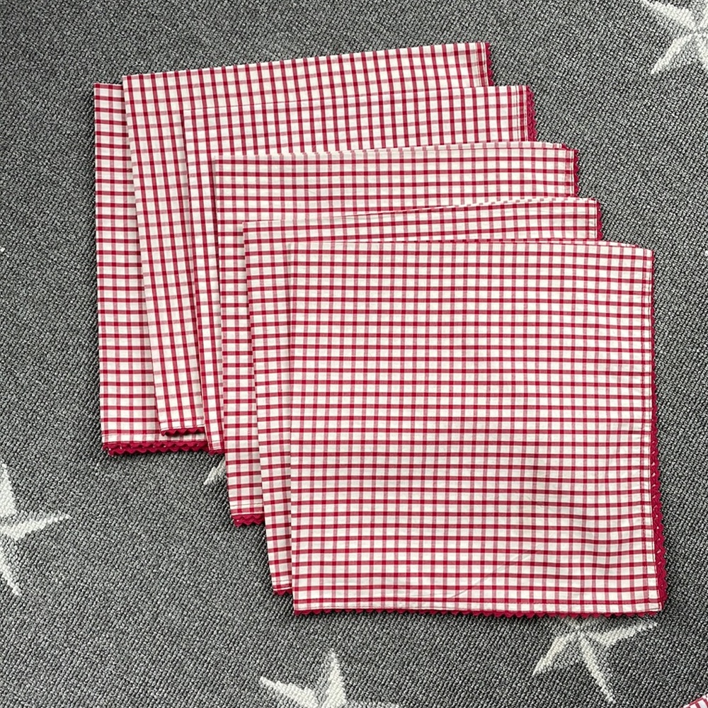 Juliska Tattersall napkins 6 NWOT